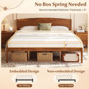 King Size Wooden Platform Bed Frame with Curved Headboard