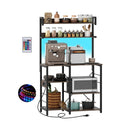 Kitchen Bakers Rack with Power Outlet 5-Tier Microwave Oven Stand with LED Lights by LJGDeals