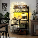 Kitchen Bakers Rack with Power Outlet 5-Tier Microwave Oven Stand with LED Lights by LJGDeals