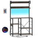 Kitchen Bakers Rack with Power Outlet 5-Tier Microwave Oven Stand with LED Lights by LJGDeals