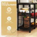 Kitchen Bakers Rack with Power Outlet 5-Tier Microwave Oven Stand with LED Lights by LJGDeals