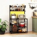 Kitchen Bakers Rack with Power Outlet 5-Tier Microwave Oven Stand with LED Lights by LJGDeals