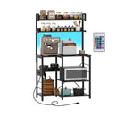 Kitchen Bakers Rack with Power Outlet 5-Tier Microwave Oven Stand with LED Lights by LJGDeals