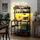 Kitchen Bakers Rack with Power Outlet 5-Tier Microwave Oven Stand with LED Lights by LJGDeals