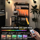 Kitchen Bakers Rack with Power Outlet 5-Tier Microwave Oven Stand with LED Lights by LJGDeals
