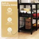 Kitchen Bakers Rack with Power Outlet 5-Tier Microwave Oven Stand with LED Lights by LJGDeals