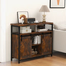 Buffet Cabinet with 3-Level Adjustable Shelves and 2 Sliding Barn Doors-Rustic Brown by LJGDeals