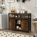 Buffet Cabinet with 3-Level Adjustable Shelves and 2 Sliding Barn Doors-Rustic Brown by LJGDeals
