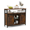 Buffet Cabinet with 3-Level Adjustable Shelves and 2 Sliding Barn Doors-Rustic Brown by LJGDeals