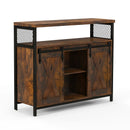 Buffet Cabinet with 3-Level Adjustable Shelves and 2 Sliding Barn Doors-Rustic Brown by LJGDeals