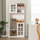 72 Inch Freestanding Pantry Cabinet with Hutch and Adjustable Shelf by LJGDeals