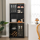 72 Inch Freestanding Pantry Cabinet with Hutch and Adjustable Shelf by LJGDeals
