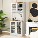 72 Inch Freestanding Pantry Cabinet with Hutch and Adjustable Shelf by LJGDeals