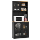 72 Inch Freestanding Pantry Cabinet with Hutch and Adjustable Shelf by LJGDeals