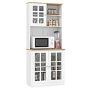 72 Inch Freestanding Pantry Cabinet with Hutch and Adjustable Shelf by LJGDeals