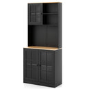 72 Inch Freestanding Pantry Cabinet with Hutch and Adjustable Shelf