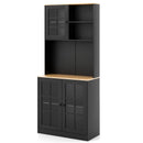 72 Inch Freestanding Pantry Cabinet with Hutch and Adjustable Shelf by LJGDeals