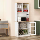 72 Inch Freestanding Pantry Cabinet with Hutch and Adjustable Shelf by LJGDeals