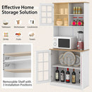 72 Inch Freestanding Pantry Cabinet with Hutch and Adjustable Shelf by LJGDeals