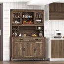 Kitchen Freestanding Hutch Cabinet with Microwave Countertop-Brown by LJGDeals