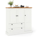 47.5 Inch Kitchen Freestanding Storage Cabinet with 3 Doors and 2 Large Drawers-White by LJGDeals