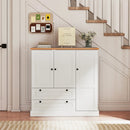 47.5 Inch Kitchen Freestanding Storage Cabinet with 3 Doors and 2 Large Drawers-White by LJGDeals