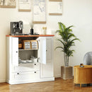 47.5 Inch Kitchen Freestanding Storage Cabinet with 3 Doors and 2 Large Drawers-White by LJGDeals
