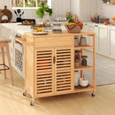 Kitchen Island Cart on Wheels with Sturdy Bamboo Frame-Natural by LJGDeals
