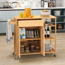 Kitchen Island Cart on Wheels with Sturdy Bamboo Frame-Natural by LJGDeals