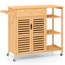 Kitchen Island Cart on Wheels with Sturdy Bamboo Frame-Natural by LJGDeals
