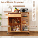 Kitchen Island Cart on Wheels with Sturdy Bamboo Frame-Natural by LJGDeals