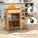 Kitchen Island Cart on Wheels with Sturdy Bamboo Frame-Natural by LJGDeals