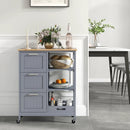 Kitchen Island Cart on Wheels with Rubber Wood Top and 3 Drawersand Removable Tray by LJGDeals