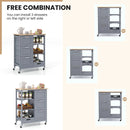 Kitchen Island Cart on Wheels with Rubber Wood Top and 3 Drawersand Removable Tray by LJGDeals