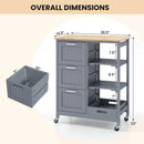 Kitchen Island Cart on Wheels with Rubber Wood Top and 3 Drawersand Removable Tray by LJGDeals