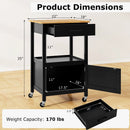 Rolling Kitchen Island Cart with Drawer and Side Hooks by LJGDeals