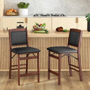 Set of 2 Folding Kitchen Island Stool with Rubber Wood Legs-Brown by LJGDeals