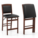 Set of 2 Folding Kitchen Island Stool with Rubber Wood Legs-Brown by LJGDeals