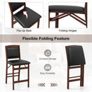 Set of 2 Folding Kitchen Island Stool with Rubber Wood Legs-Brown by LJGDeals