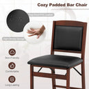 Set of 2 Folding Kitchen Island Stool with Rubber Wood Legs-Brown by LJGDeals