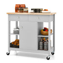 Mobile Kitchen Island Cart with 4 Open Shelves and 2 Drawers by LJGDeals