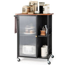 Mobile Serving Cart with Transparent Single Door Cabinet-Black by LJGDeals