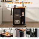 Mobile Serving Cart with Transparent Single Door Cabinet-Black by LJGDeals