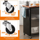Mobile Serving Cart with Transparent Single Door Cabinet-Black by LJGDeals