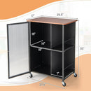 Mobile Serving Cart with Transparent Single Door Cabinet-Black by LJGDeals