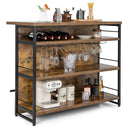 Kitchen Island with 4-Tier Storage Shelf and Long Footrest for Home-Black by DirectDeals