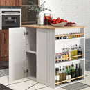 Modern Kitchen Island with Rubber Wood Countertop and Storage-White by LJGDeals