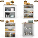 Modern Kitchen Island with Rubber Wood Countertop and Storage-White by LJGDeals