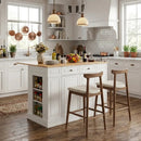 Kitchen Island with Storage with 2 Counter Height Solid Wood Bar Stools Set by LJGDeals