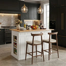 Kitchen Island with Storage with 2 Counter Height Solid Wood Bar Stools Set by LJGDeals